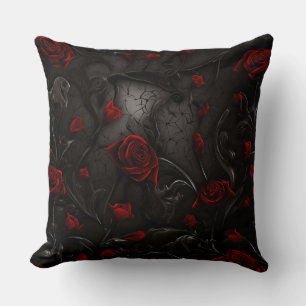 Coussin Fleurs rouges et noires