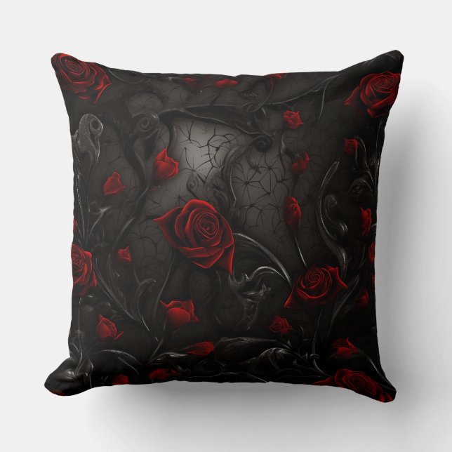 Coussin Fleurs rouges et noires (Recto)