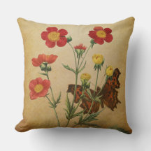 Fleurs rouges et papillon