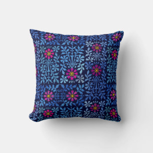 Coussin Fleurs rouges Flore d'art populaire scandinave 