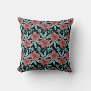 Coussin Fleurs rouges tropicales sans coutures motif et fe