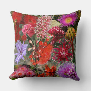 Coussin Fleurs sauvages autochtones australiennes grandes