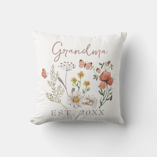 Coussin Fleurs sauvages de grand-mère personnalisés (Recto)