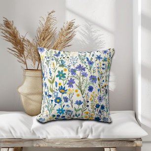 Coussin Fleurs sauvages de Jardin Bleu Rustique