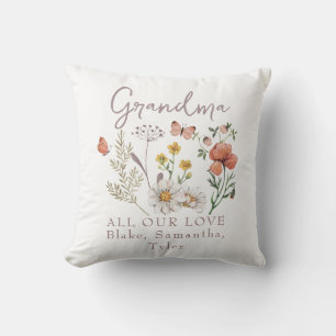 Coussin Fleurs sauvages grand-mère personnalisées