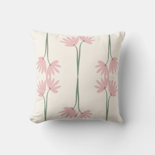Coussin Fleurs sauvages roses dessinées à la main sur fond