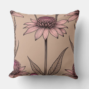 Coussin Fleurs sauvages roses et Brown