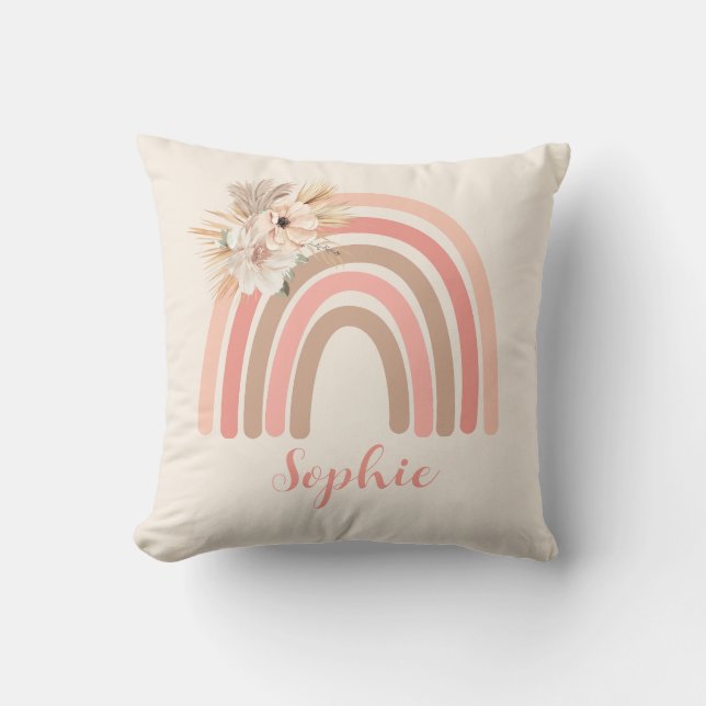 Coussin Fleurs séchées de Boho rose arc-en-ciel tendance (Recto)