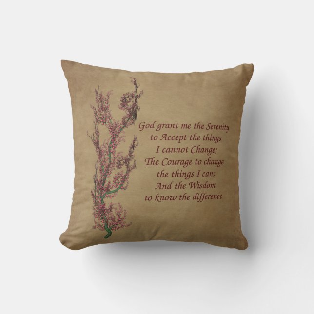Coussin Fleurs Sérénité Prière Inspirationnelle  (Recto)