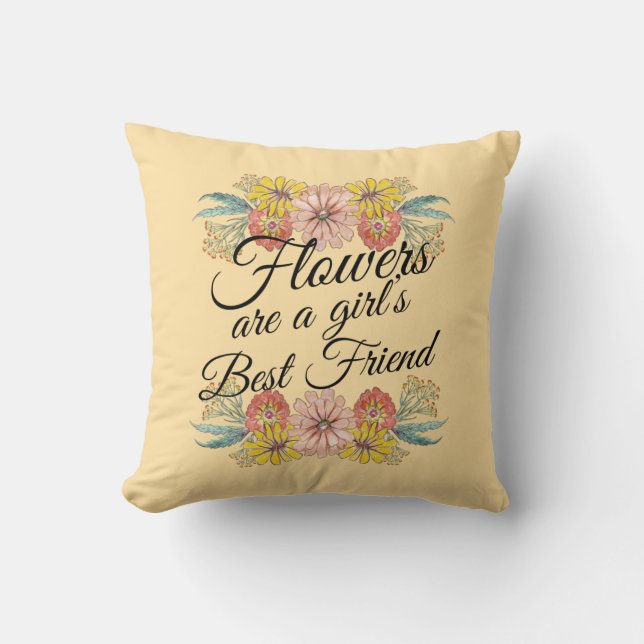 Coussin Fleurs sont une fille meilleur ami - Zinnia Art (Recto)