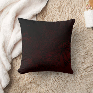 Coussin Fleurs subtiles sur un burgundy foncé urbain grung