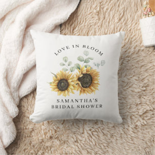 Coussin Fleurs Tournesol Eucalyptus Mariage Personnalisé