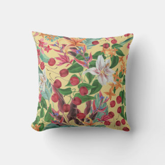 Coussin Fleurs tropicales Cerise : Aquarelle Patte transpa