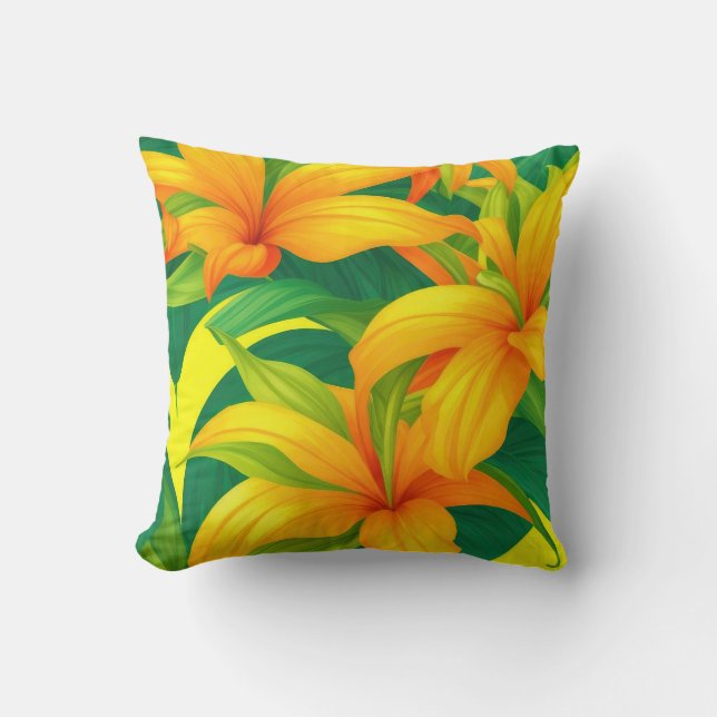 Coussin Fleurs tropicales colorées (Recto)