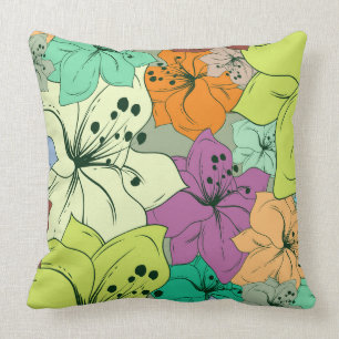Coussin Fleurs tropicales colorées