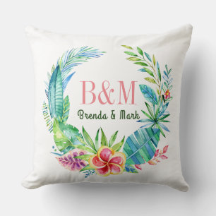 Coussin Fleurs tropicales colorées Wreath