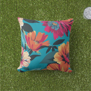 Coussin Fleurs tropicales dynamiques
