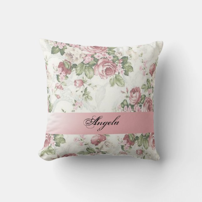 Coussin Fleurs Vintage Shabby Chic - Personnalisées (Recto)