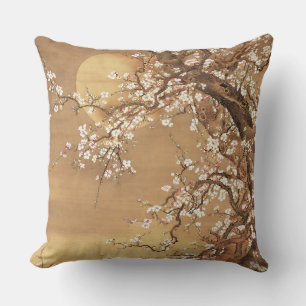 Coussin Fleurs vintages de prunes japonaises au clair de l