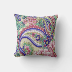 Coussin Fleurs vintages et Paisley