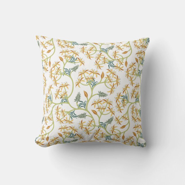 Coussin Fleurs vintages jaunes et vertes Baroque (Recto)