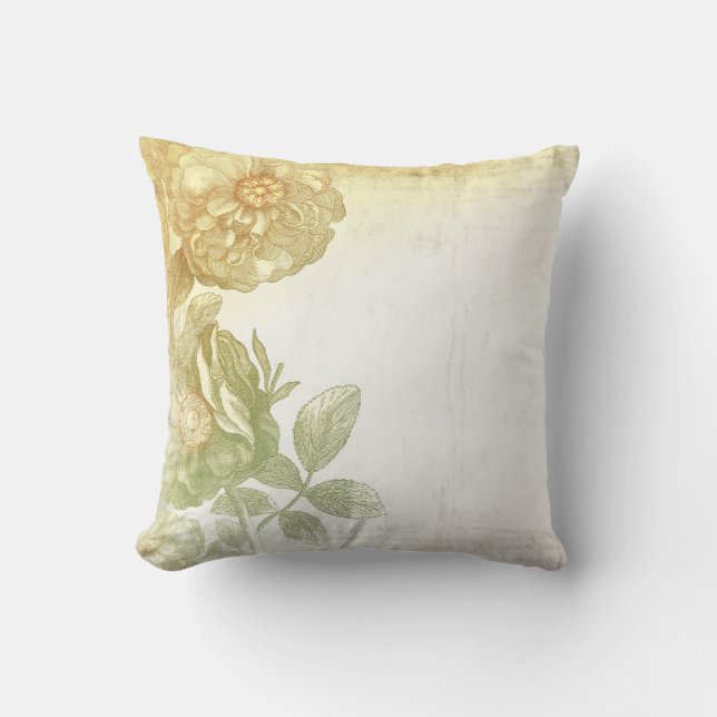 Coussin fleurs vintages vieilles élégance (Recto)