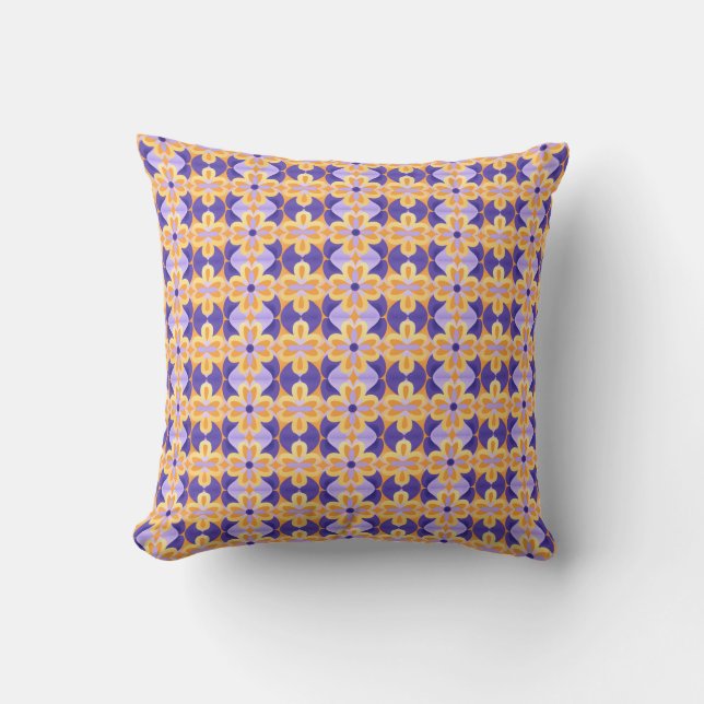 Coussin Fleurs violet orange jaune (Recto)