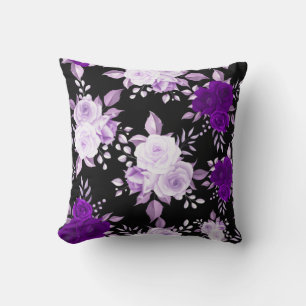 Coussin Fleurs Violettes Élégantes Motif Floral Simples