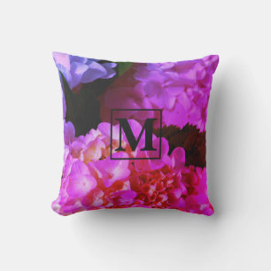 Coussin Fleurs violettes roses chaudes florales hydrangées