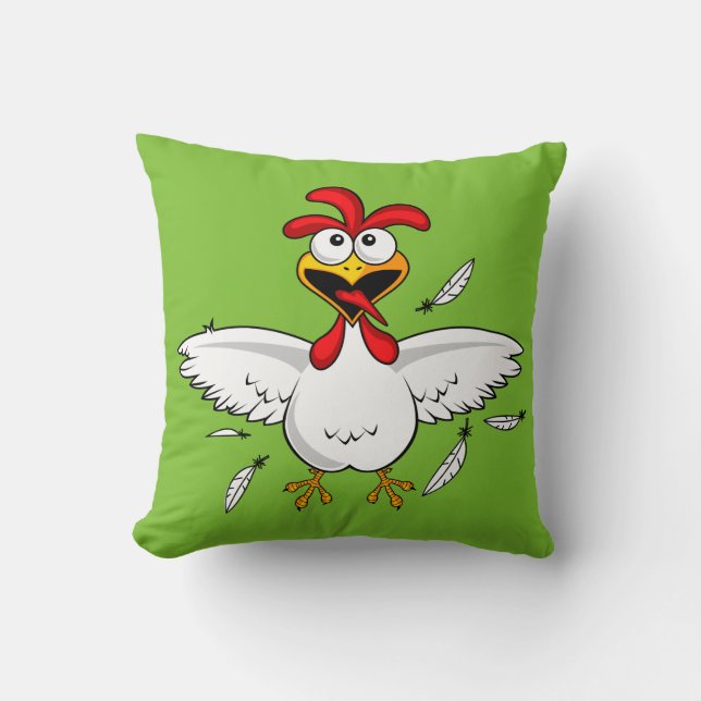 Coussin Fling fou drôle d'aile de poulet de bande dessinée (Recto)