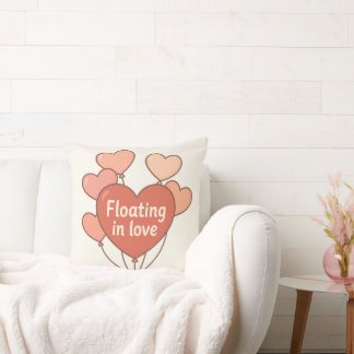 Coussin Floating in Love Heart Balloons Romantic Throw Pil