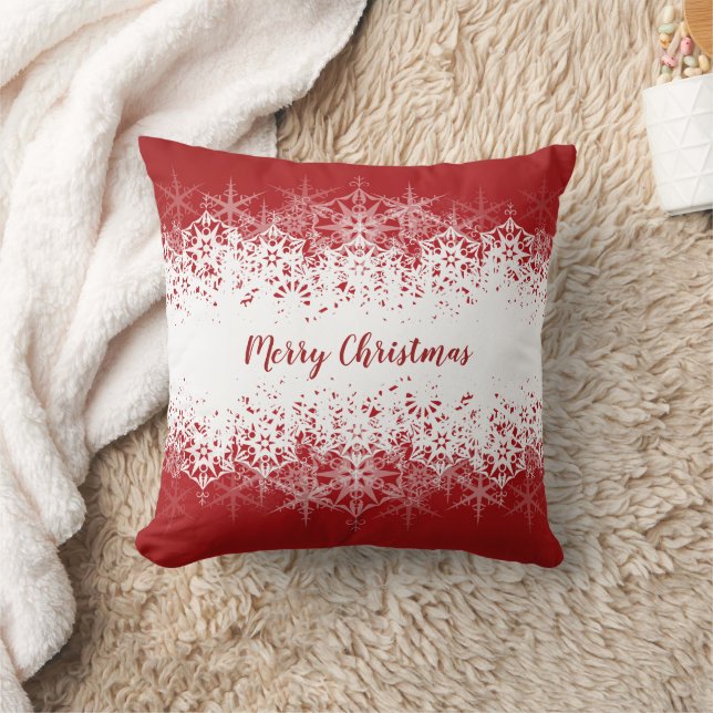 Coussin Flocon blanc rouge Noël (Couverture)