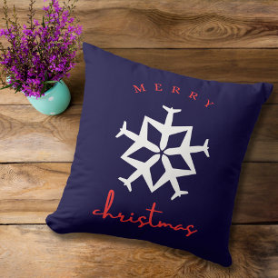 Coussin Flocon d'avion de Noël Photo drôle d'aviation