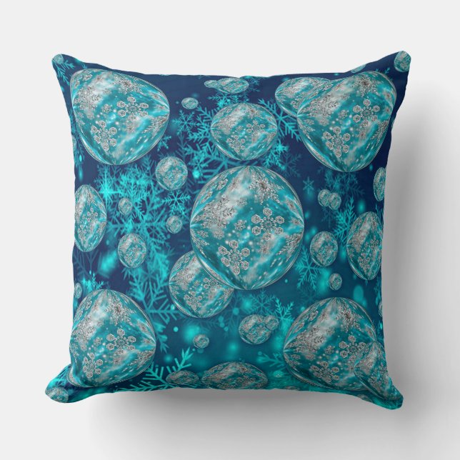 Coussin Flocon de neige bleu gelé Bulles de vacances Jeu d (Recto)