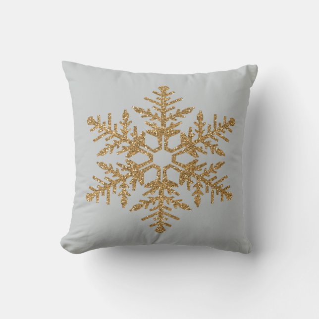 Coussin Flocon de neige de parties scintillantes de Faux (Recto)