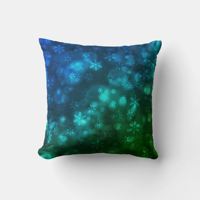 Coussin Flocons de neige bleu-vert (Recto)