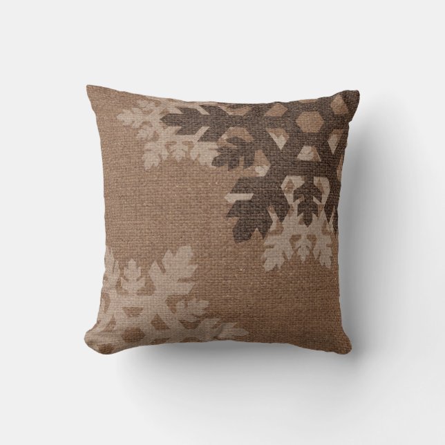 Coussin Flocons de neige contre des vacances rustiques de (Recto)