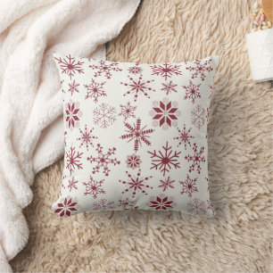 Coussin Flocons de neige Frost & Flourish – Cramoisi