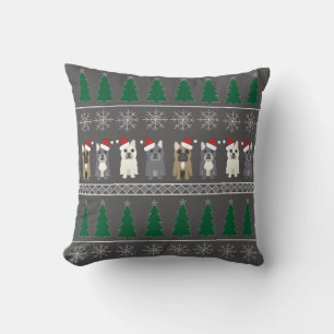 Coussin Flocons de Noël, Chien de Père Noël, Arbre