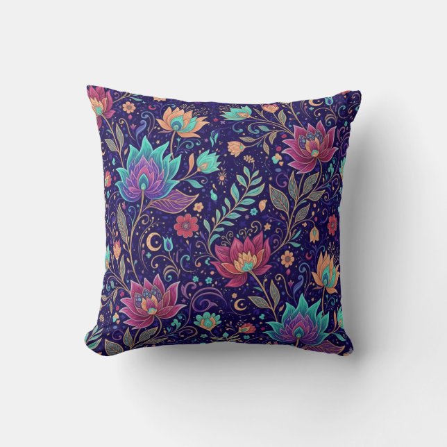 Coussin Floraison de Lotus Céleste (Recto)