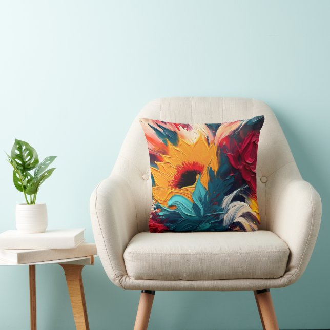 Coussin Floraison radieuse – Expression florale abstraite  (Chaise)