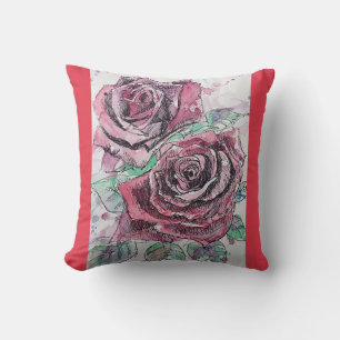 Coussin floral à fleurs de la rose rouge