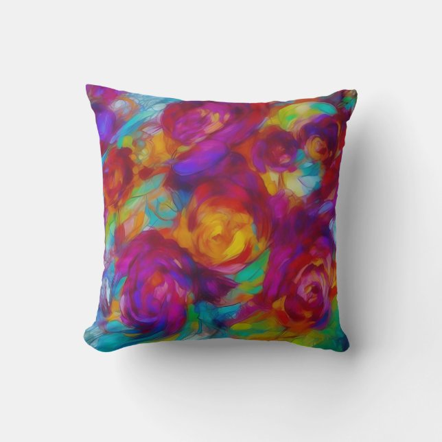 Coussin Floral abstrait moderne et lumineux (Recto)