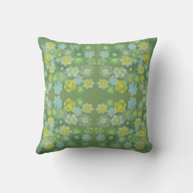 Coussin Floral Abstrait sel Aquarelle Peinture Motif (Verso)