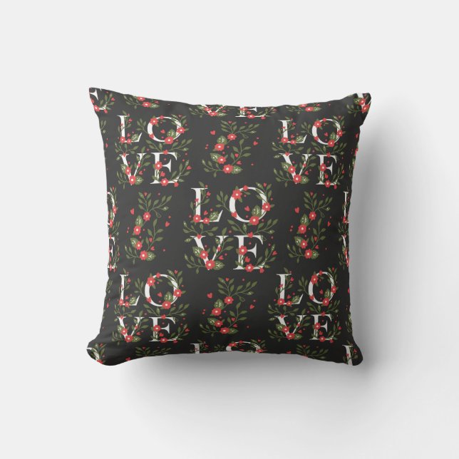 Coussin Floral AMOUR Moderne Joli Motif (Recto)
