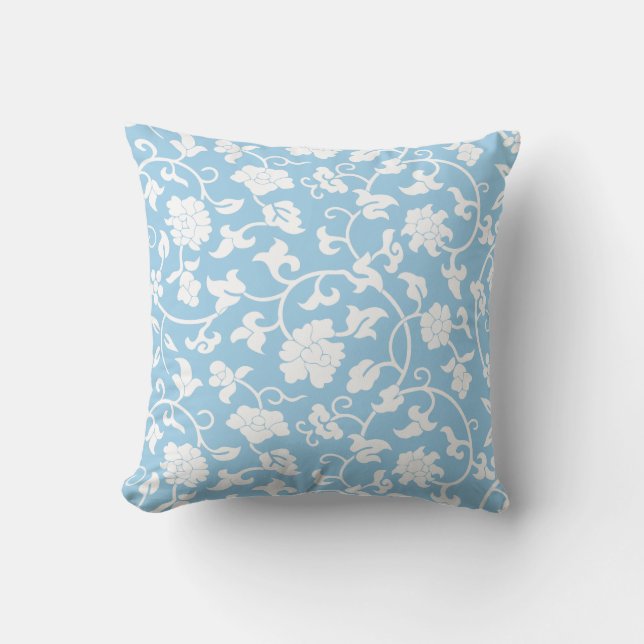 Coussin floral bleu de bleuet (Recto)