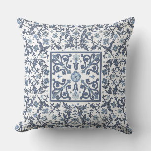 Coussin Floral bleu de denim