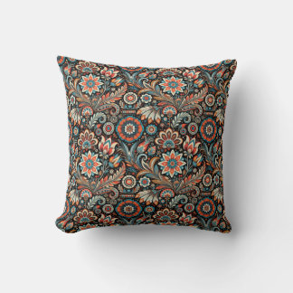 Coussin Floral bohème noir