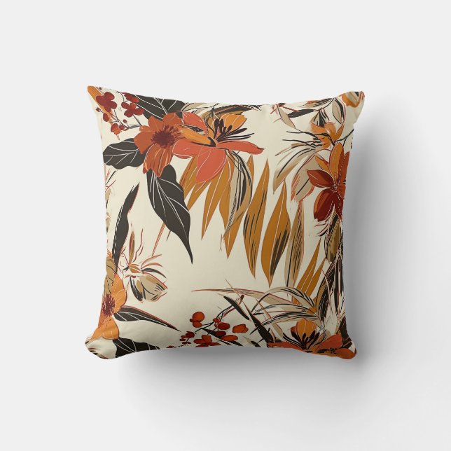 Coussin Floral Boho Batik Motif rétro (Recto)