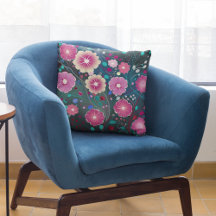 Floral bordeaux profond rose turquoise Lisse oreil